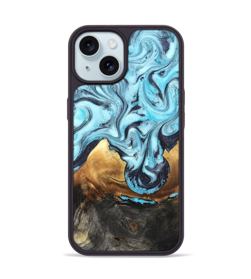 iPhone 15 Wood Phone Case - Lanny (Blue, 819387)