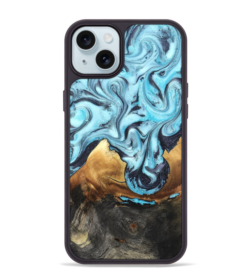 iPhone 15 Plus Wood Phone Case - Lanny (Blue, 819387)