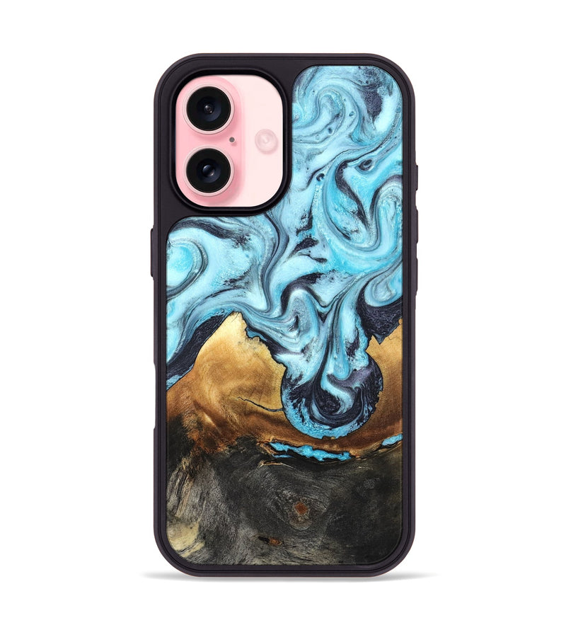 iPhone 16 Wood Phone Case - Lanny (Blue, 819387)