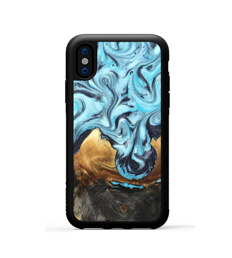 iPhone Xs Wood Phone Case - Lanny (Blue, 819387)