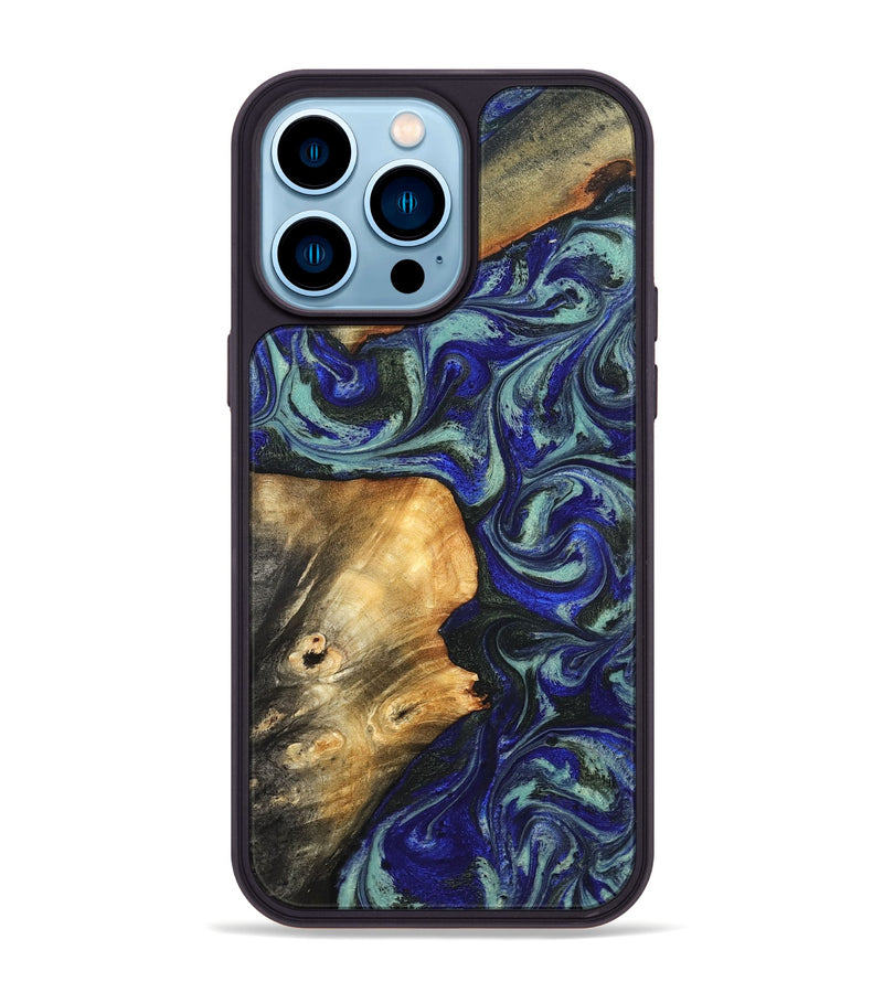 iPhone 14 Pro Max Wood Phone Case - Spring (Blue, 819388)