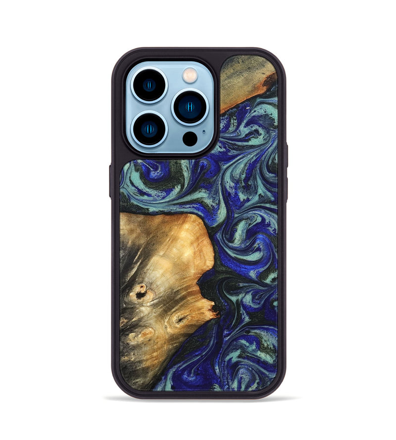 iPhone 14 Pro Wood Phone Case - Spring (Blue, 819388)