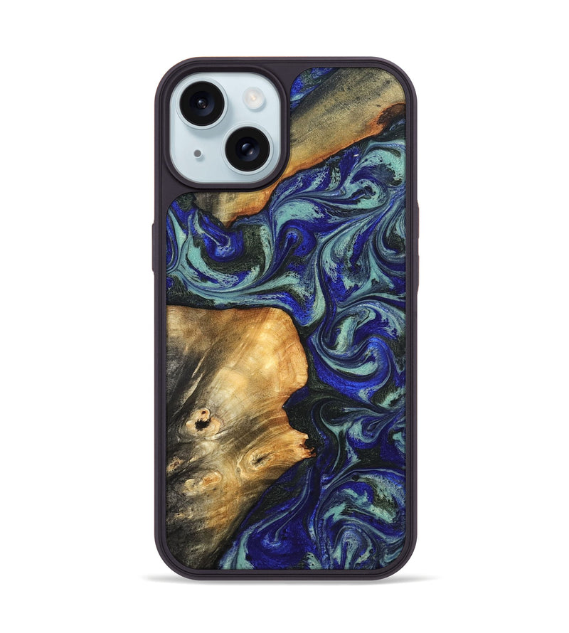 iPhone 15 Wood Phone Case - Spring (Blue, 819388)