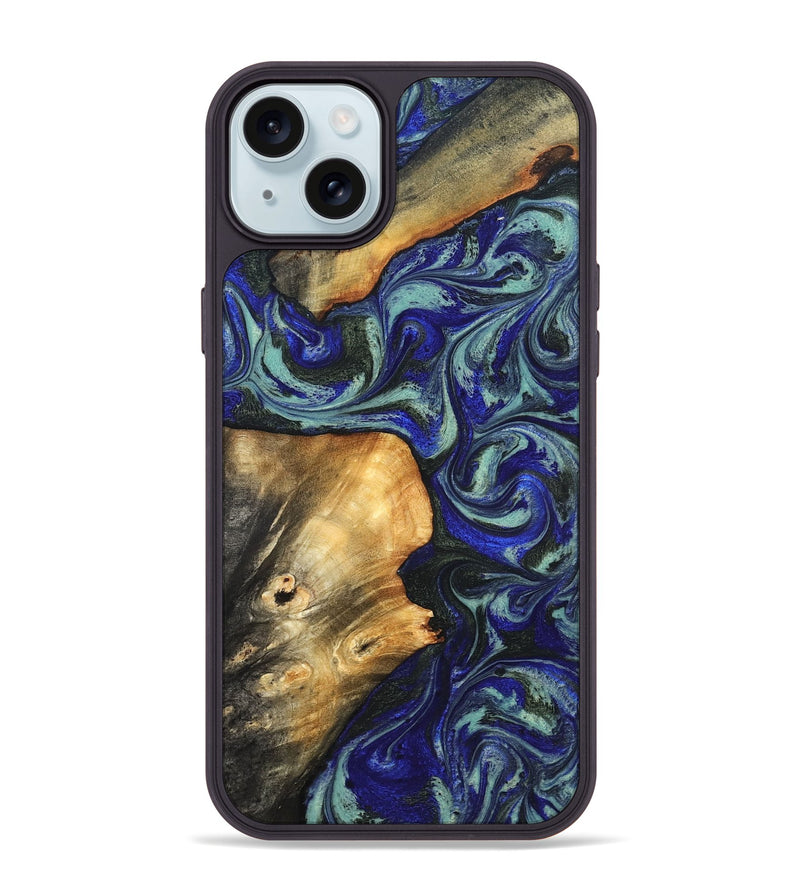 iPhone 15 Plus Wood Phone Case - Spring (Blue, 819388)