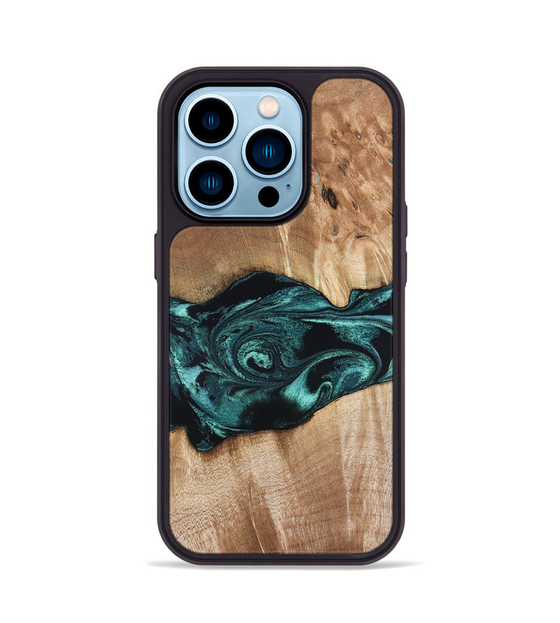 iPhone 14 Pro Wood Phone Case - Denis (Blue, 819389)