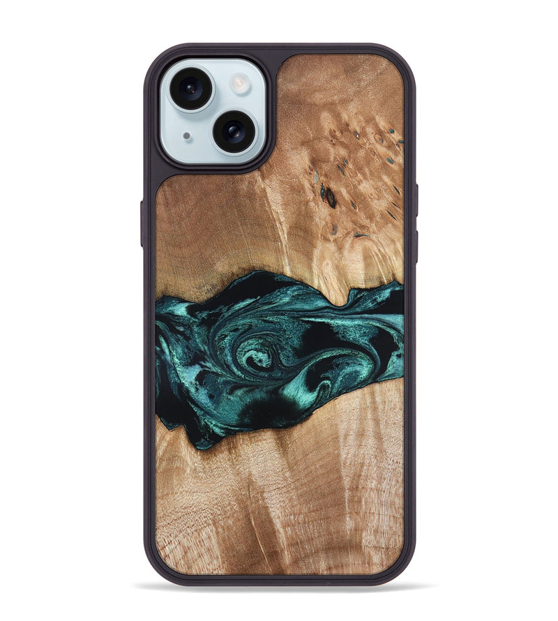 iPhone 15 Plus Wood Phone Case - Denis (Blue, 819389)