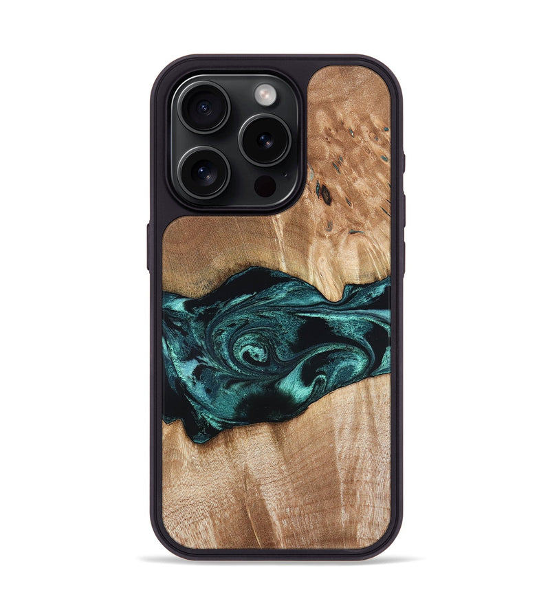 iPhone 15 Pro Wood Phone Case - Denis (Blue, 819389)