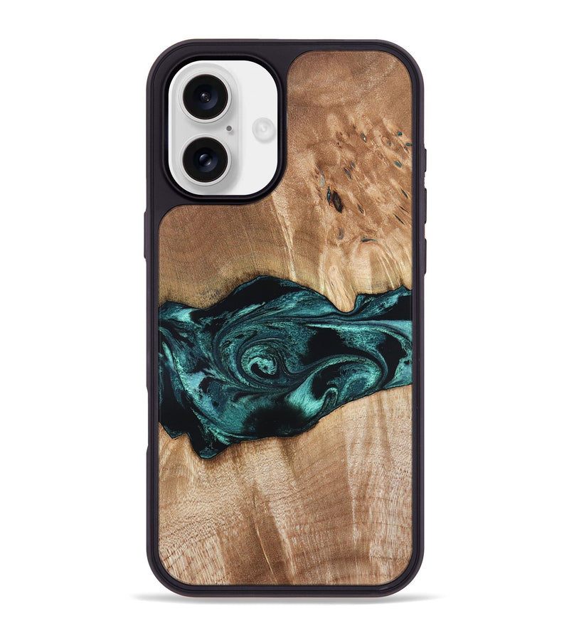 iPhone 16 Plus Wood Phone Case - Denis (Blue, 819389)