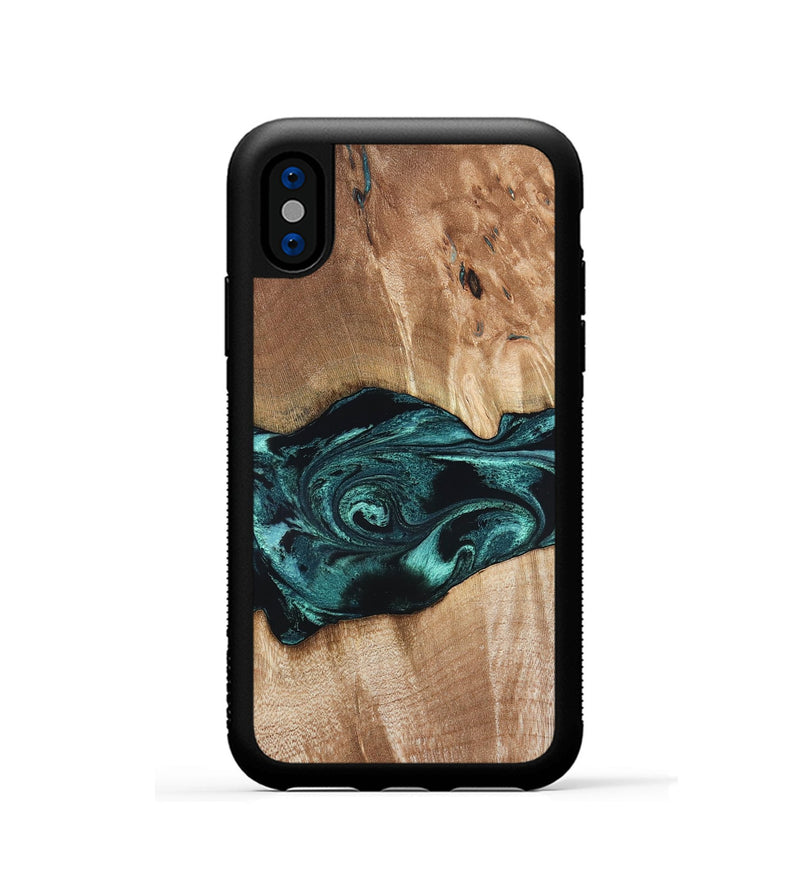 iPhone Xs Wood Phone Case - Denis (Blue, 819389)