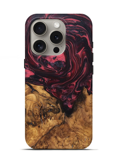 iPhone 16 Pro Wood Live Edge Phone Case - Mintie (Red, 819429)