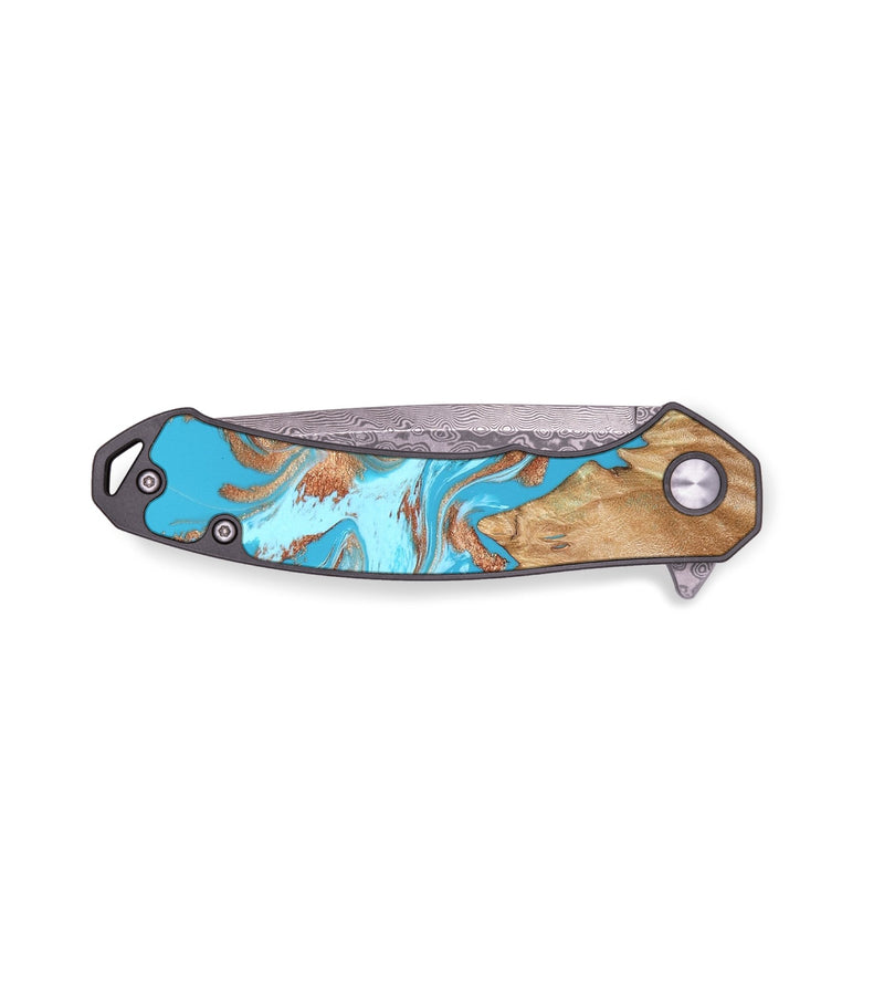 EDC Wood Pocket Knife - Nico (Teal & Gold, 819542)