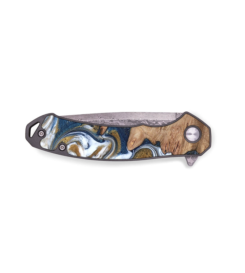 EDC Wood Pocket Knife - Caspian (Teal & Gold, 819543)