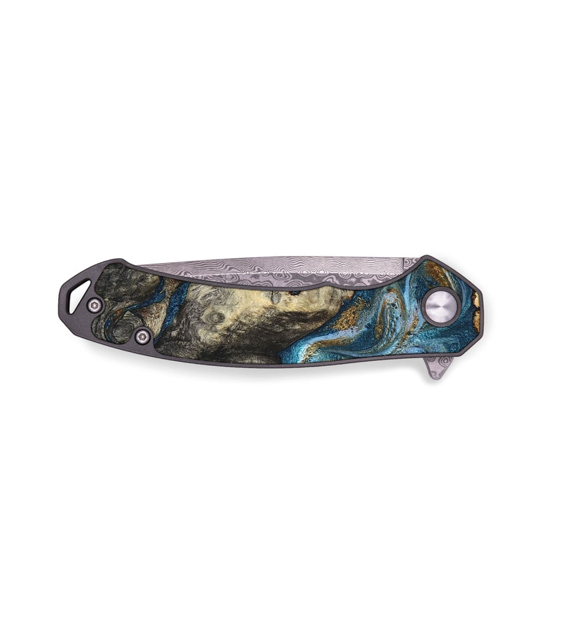 EDC Wood Pocket Knife - Saylor (Teal & Gold, 819544)