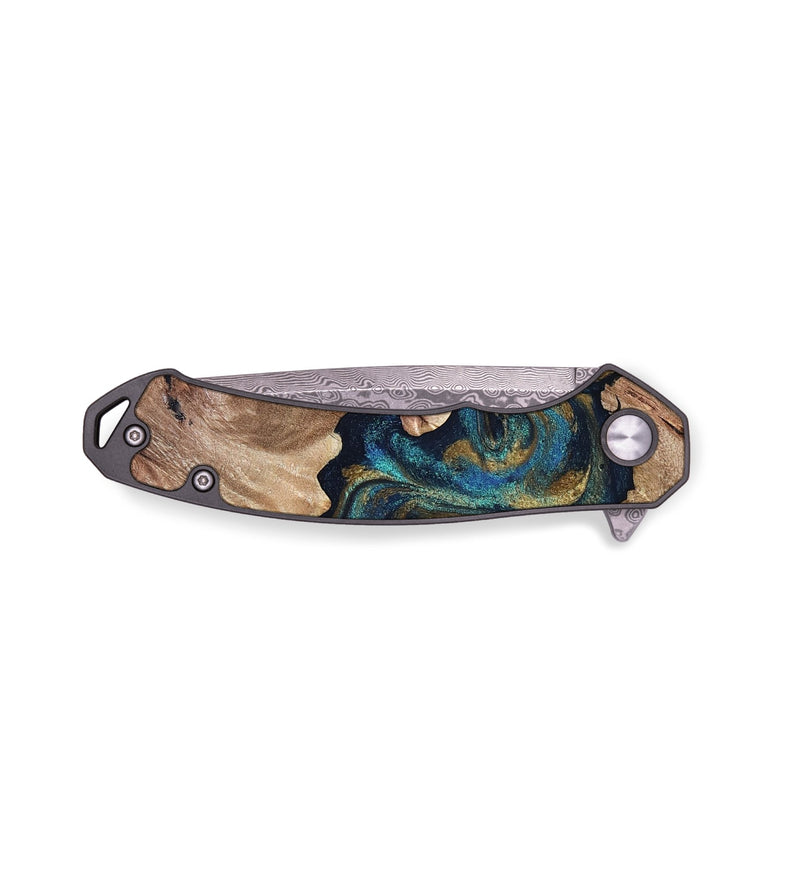 EDC Wood Pocket Knife - Dani (Teal & Gold, 819547)
