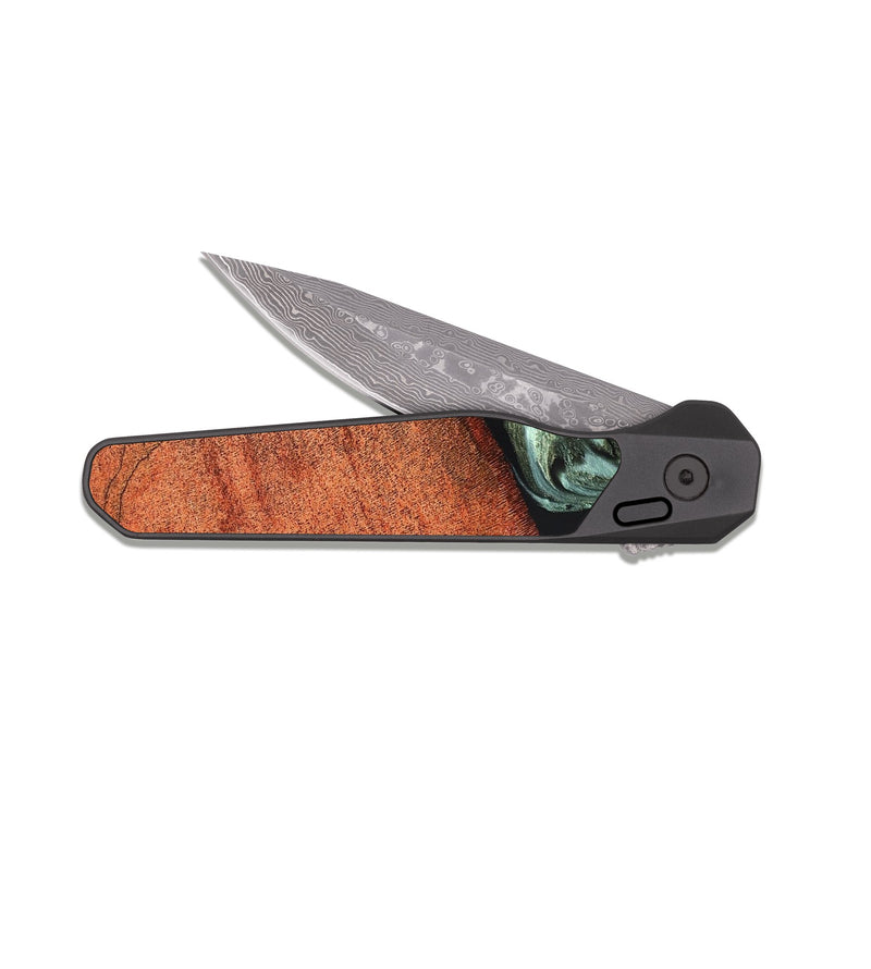 EDC Dark Damascus Wood Pocket Knife - Jewel (Green, 819573)