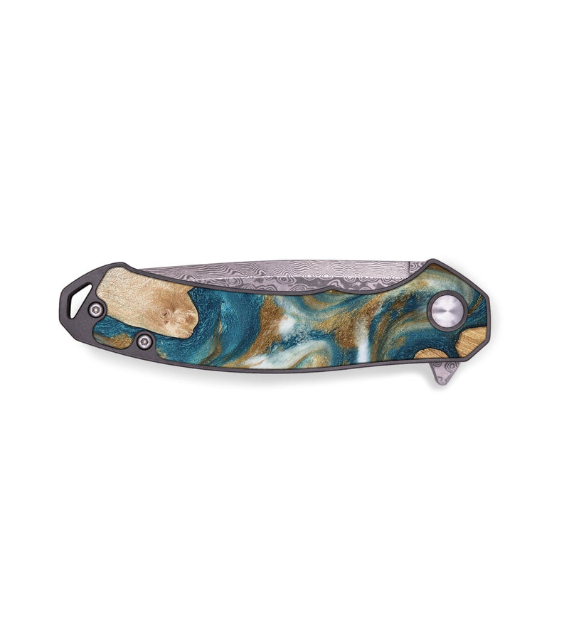 EDC Wood Pocket Knife - Maximus (Teal & Gold, 819579)
