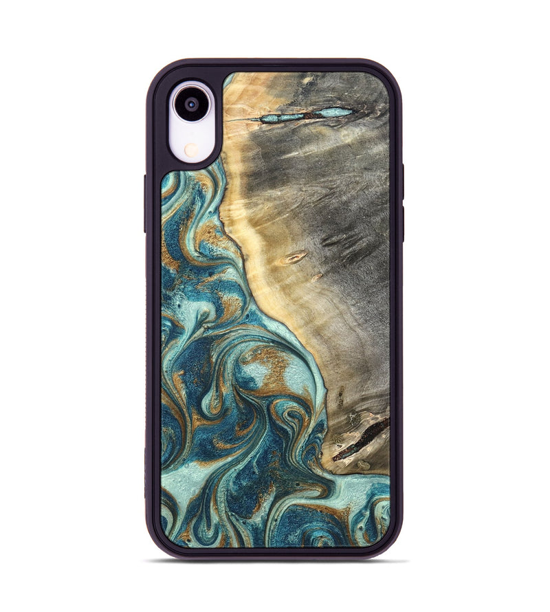 iPhone Xr Wood Phone Case - Gideon (Teal & Gold, 819580)