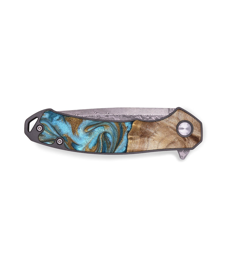 EDC Wood Pocket Knife - Kinley (Teal & Gold, 819581)