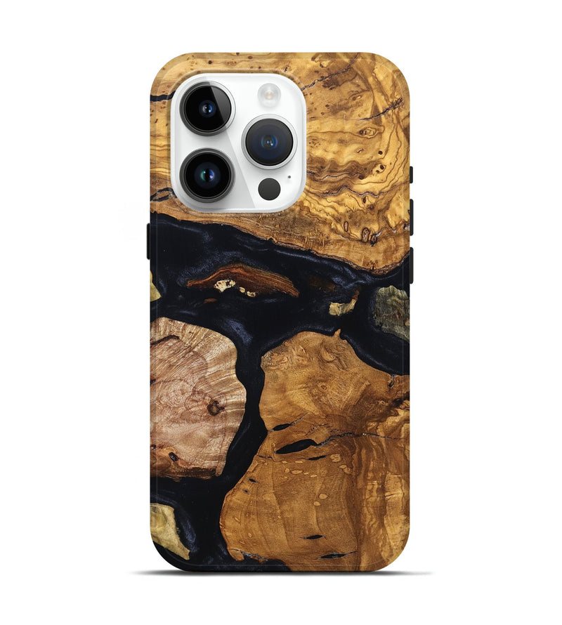 iPhone 15 Pro Wood Live Edge Phone Case - Carly (Ancient Olive, 819597)
