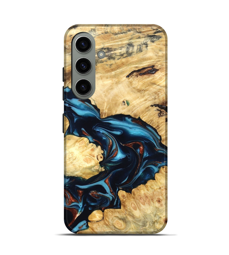 Galaxy S24 Wood Live Edge Phone Case - West (Teal & Gold, 819601)