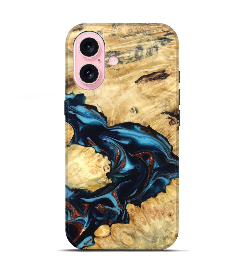 iPhone 17 Wood Live Edge Phone Case - West (Teal & Gold, 819601)