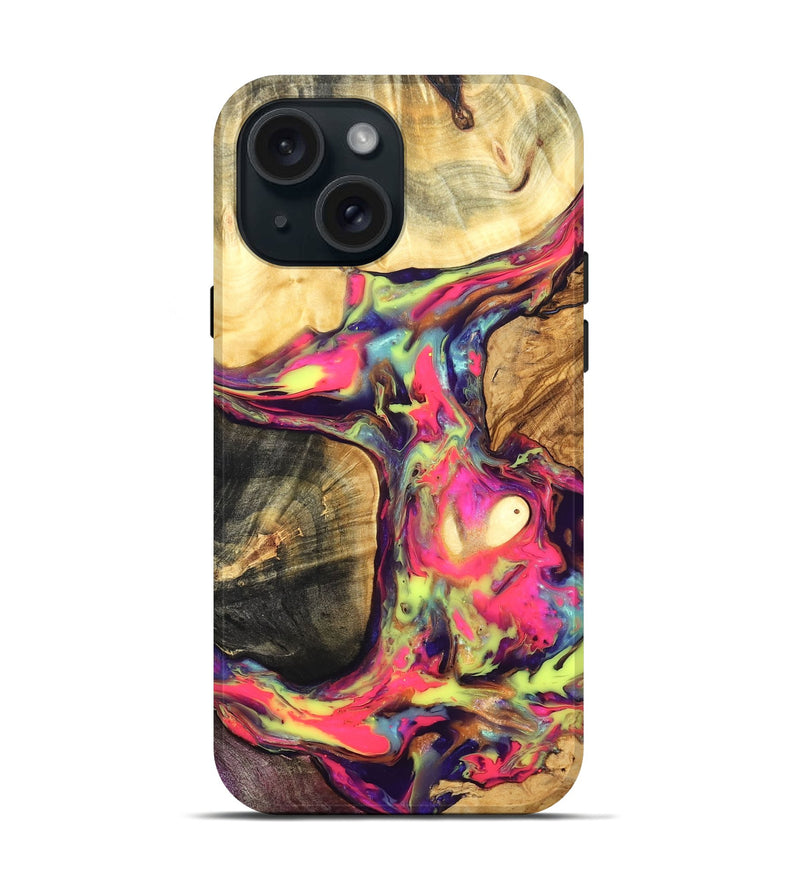 iPhone 15 Wood Live Edge Phone Case - Tyler (Neon, 819605)