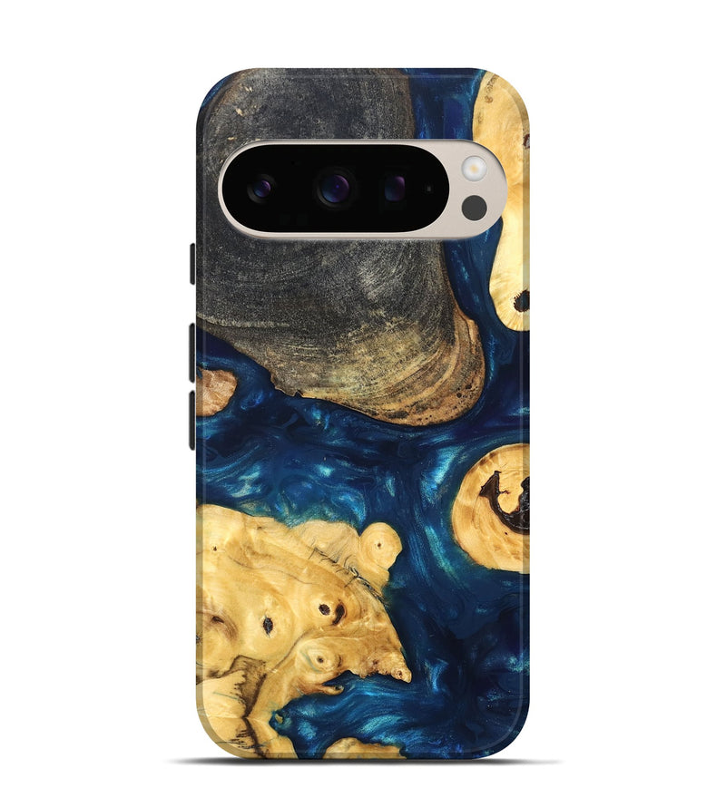 Pixel 10 Pro Wood Live Edge Phone Case - Kolby (Teal & Gold, 819606)