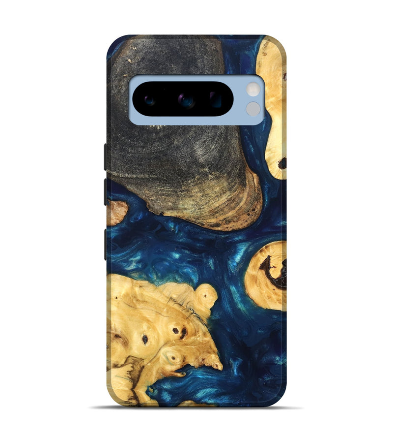 Pixel 8 Pro Wood Live Edge Phone Case - Kolby (Teal & Gold, 819606)