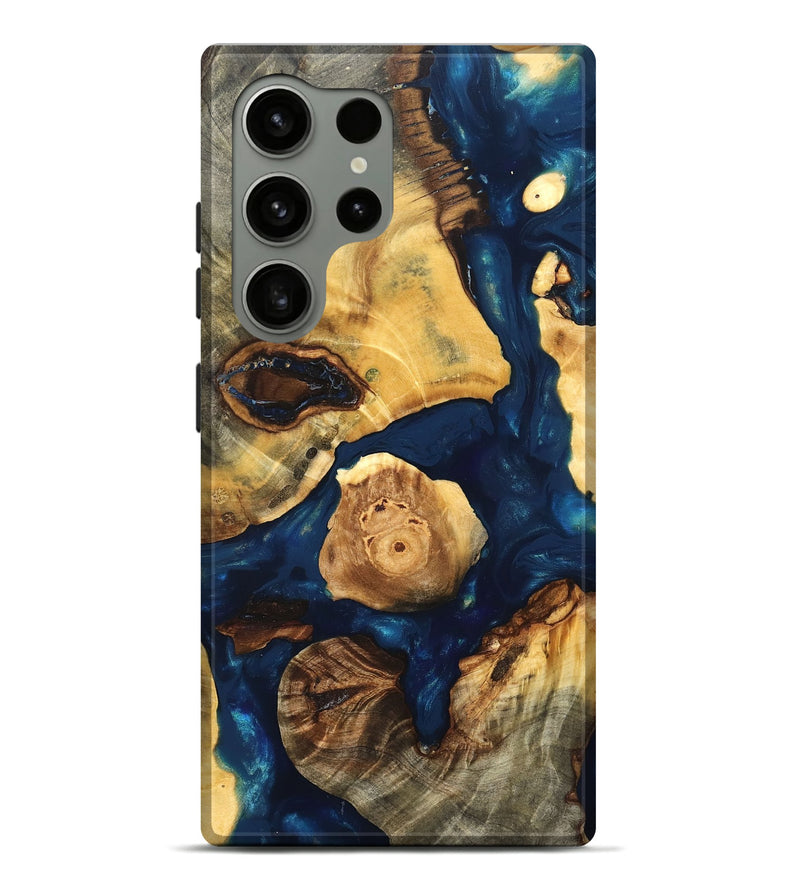 Galaxy S24 Ultra Wood Live Edge Phone Case - Clement (Teal & Gold, 819607)