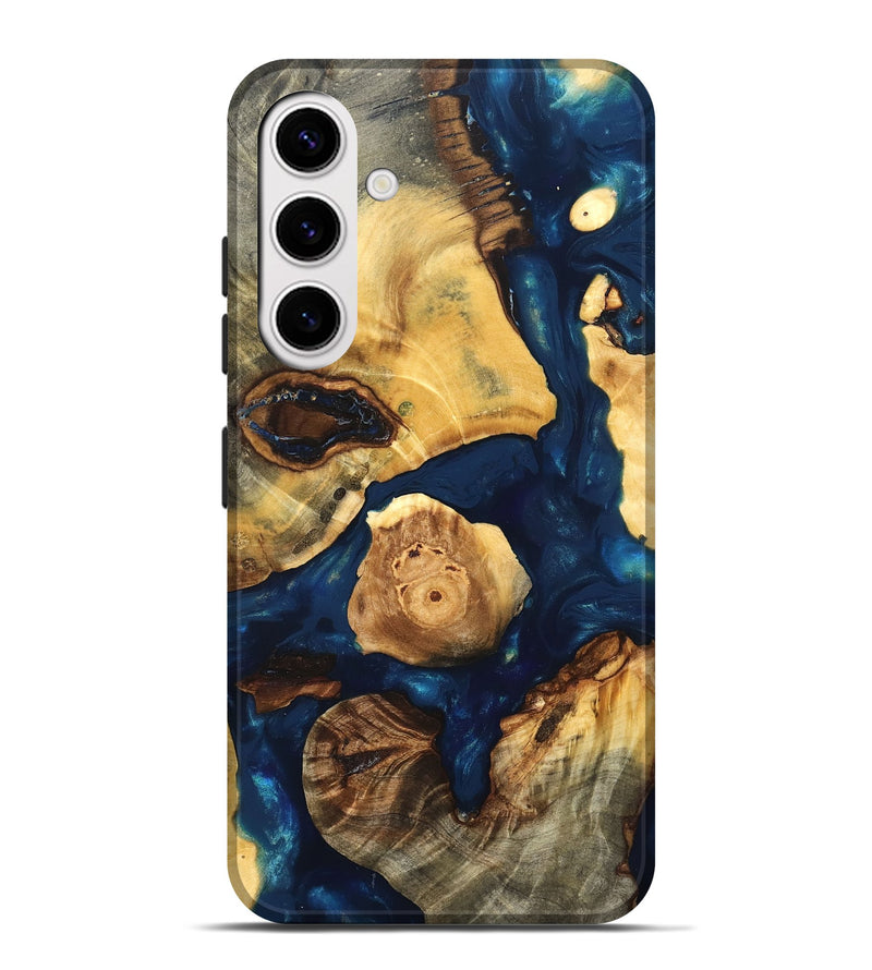 Galaxy S25 Plus Wood Live Edge Phone Case - Clement (Teal & Gold, 819607)