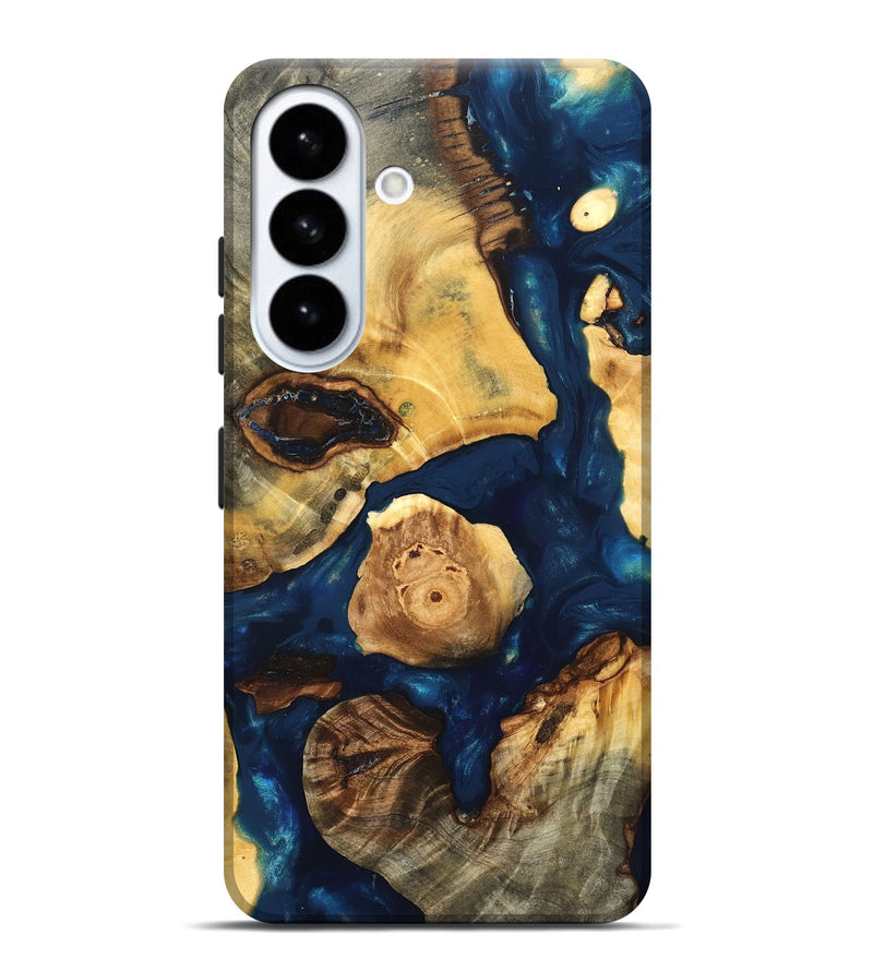 Galaxy S26 Plus Wood Live Edge Phone Case - Clement (Teal & Gold, 819607)