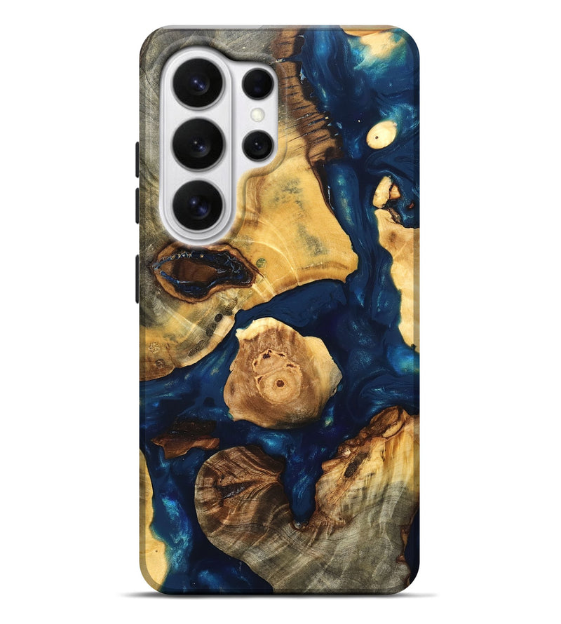 Galaxy S26 Ultra Wood Live Edge Phone Case - Clement (Teal & Gold, 819607)