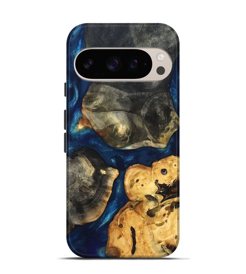 Pixel 10 Pro Wood Live Edge Phone Case - Dave (Teal & Gold, 819608)