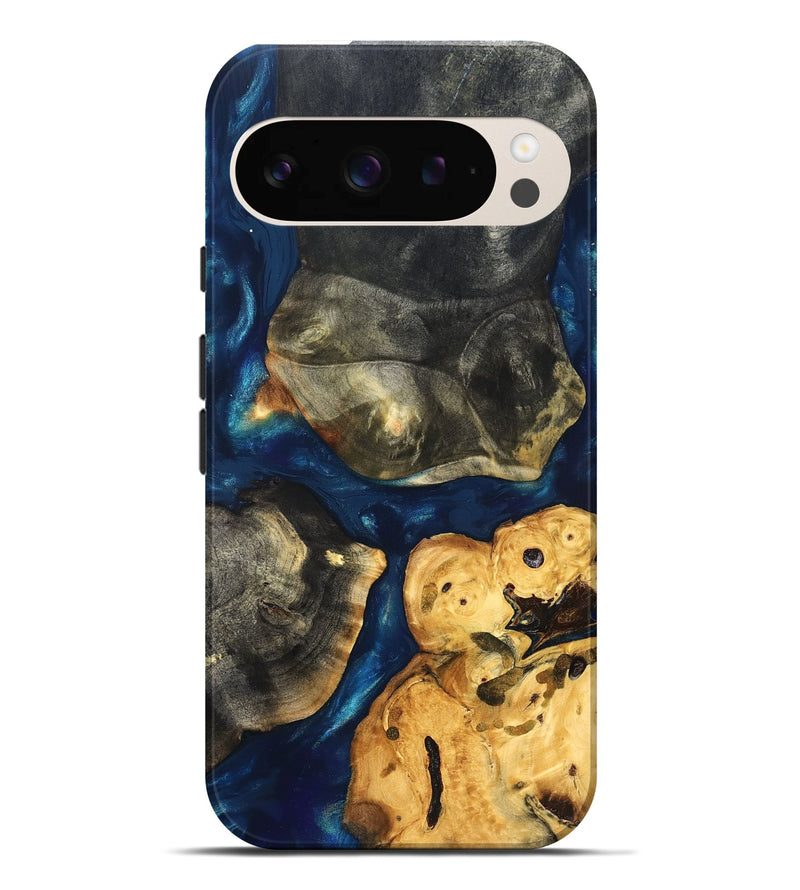 Pixel 9 Pro XL Wood Live Edge Phone Case - Dave (Teal & Gold, 819608)
