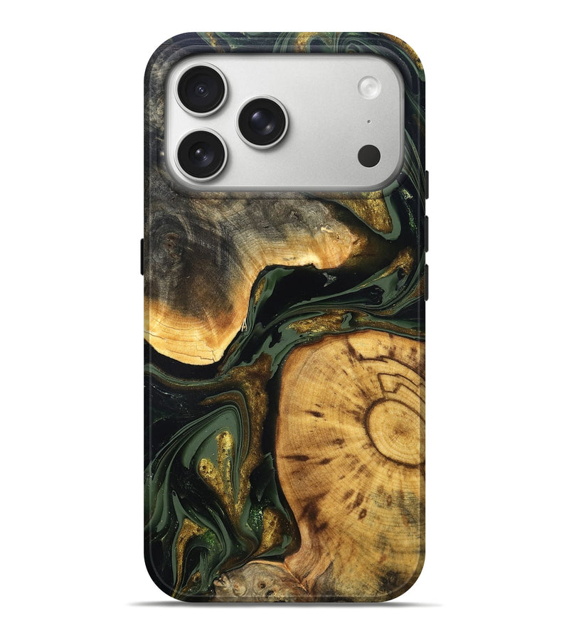 iPhone 17 Pro Max Wood Live Edge Phone Case - Dayton (Green, 819611)