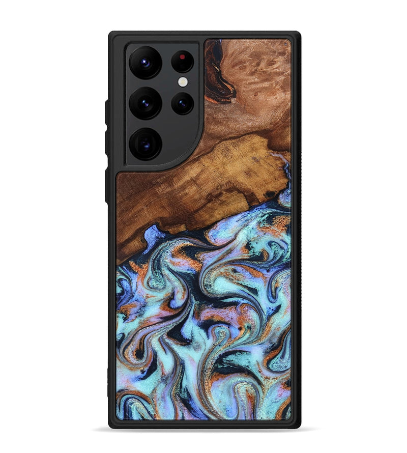 Galaxy S22 Ultra Wood Phone Case - Jakayla (Teal & Gold, 819614)