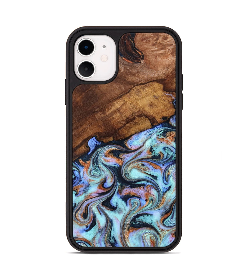 iPhone 11 Wood Phone Case - Jakayla (Teal & Gold, 819614)