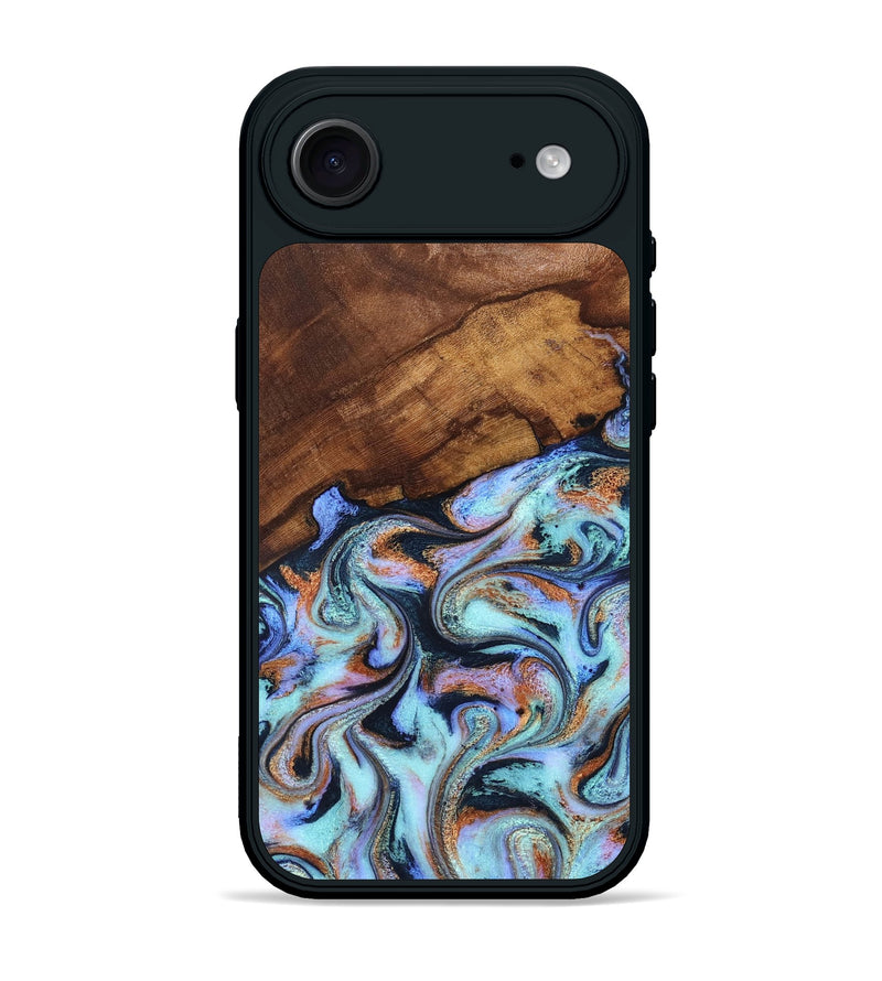 iPhone 17 Air Wood Phone Case - Jakayla (Teal & Gold, 819614)
