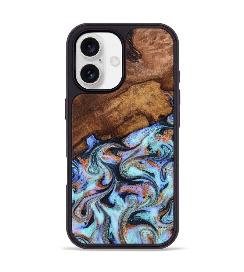 iPhone 17 Wood Phone Case - Jakayla (Teal & Gold, 819614)