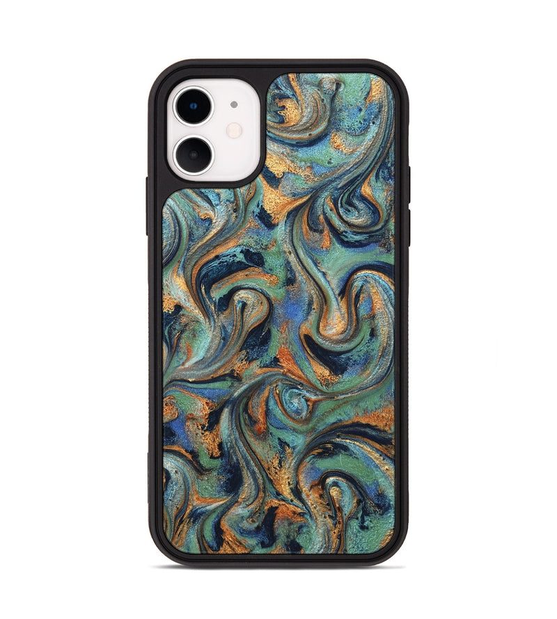 iPhone 11 ResinArt Phone Case - Yareli (Teal & Gold, 819617)