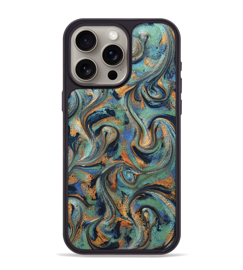 iPhone 15 Pro Max ResinArt Phone Case - Yareli (Teal & Gold, 819617)