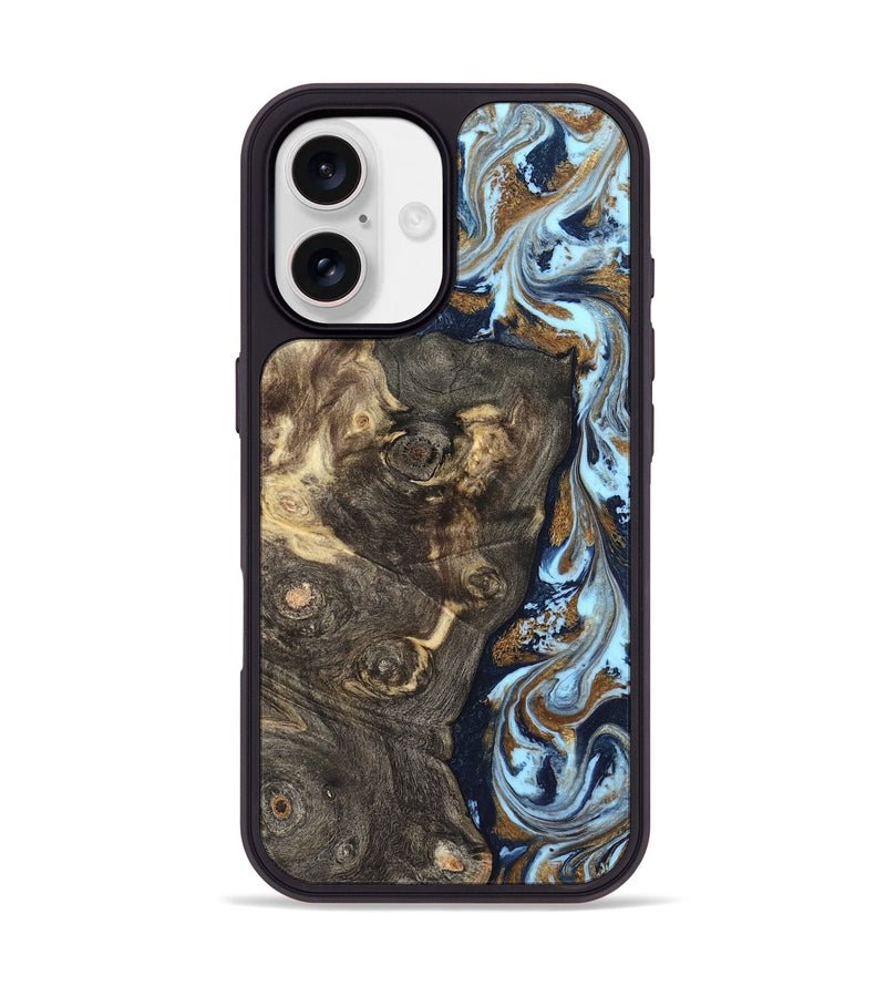 iPhone 17 Wood Phone Case - Corrine (Teal & Gold, 819618)