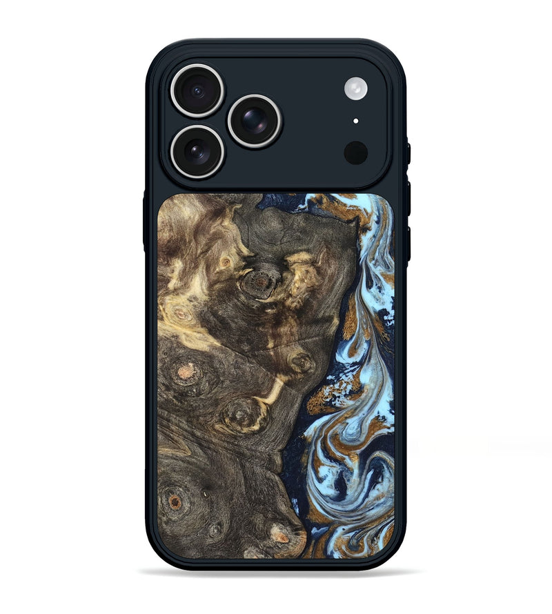 iPhone 17 Pro Max Wood Phone Case - Corrine (Teal & Gold, 819618)