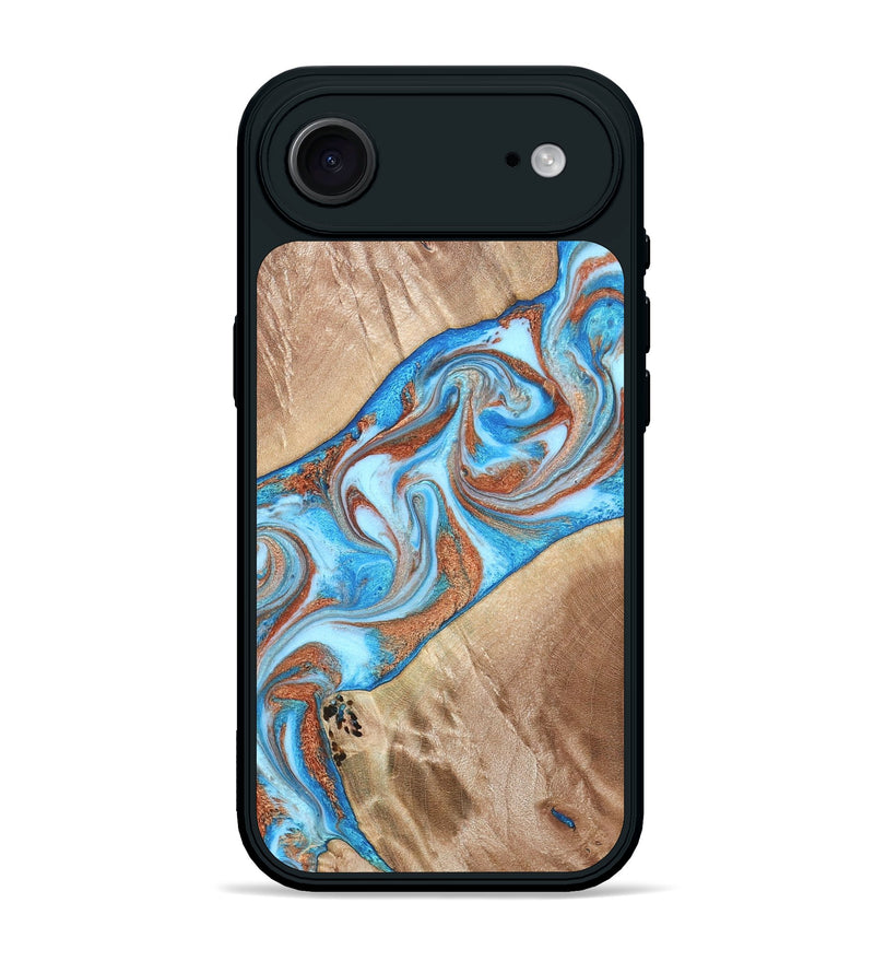 iPhone 17 Air Wood Phone Case - Major (Teal & Gold, 819619)