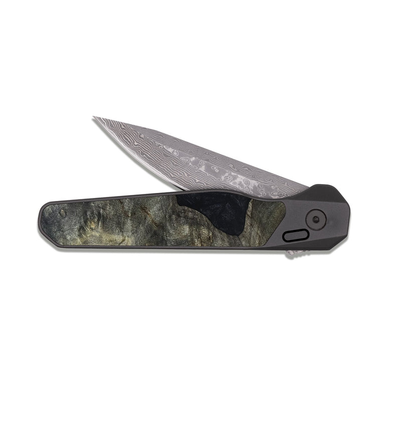 EDC Dark Damascus Wood Pocket Knife - Barb (Wood Burl, 819625)