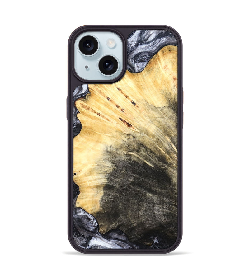 iPhone 15 Wood Phone Case - Karli (Black & White, 819632)