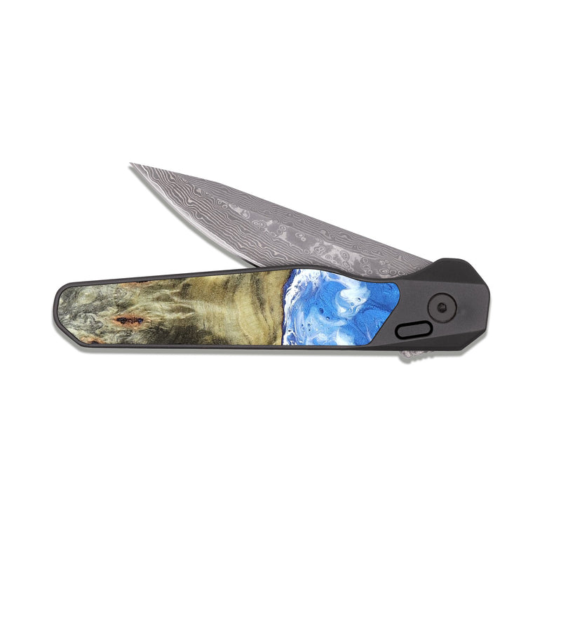 EDC Dark Damascus Wood Pocket Knife - Vesta (Coastal, 819637)