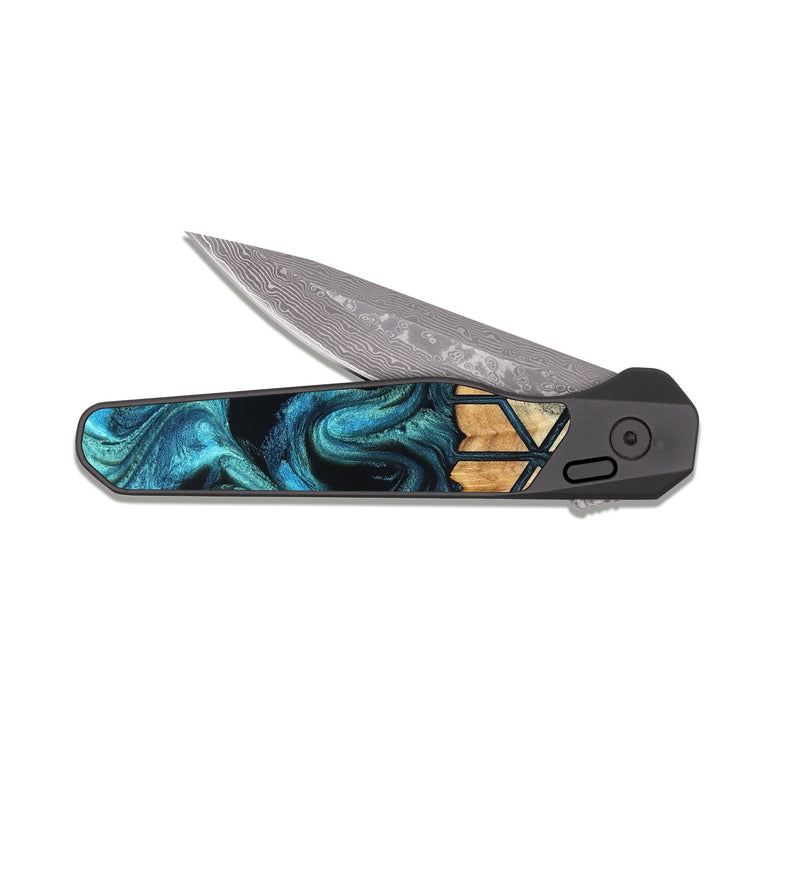 EDC Dark Damascus Wood Pocket Knife - Luann (Pattern, 819641)