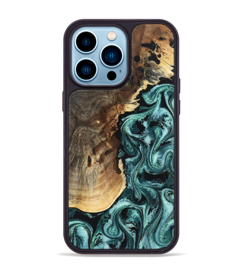 iPhone 14 Pro Max Wood Phone Case - David (Green, 819648)