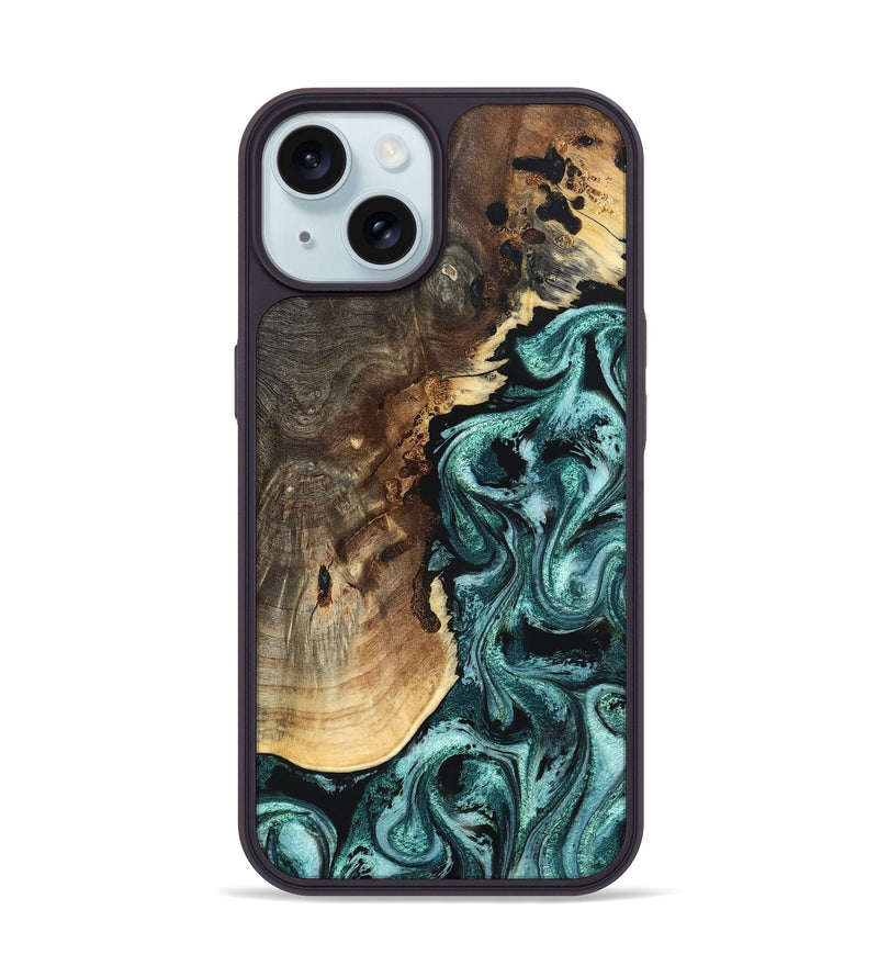 iPhone 15 Wood Phone Case - David (Green, 819648)